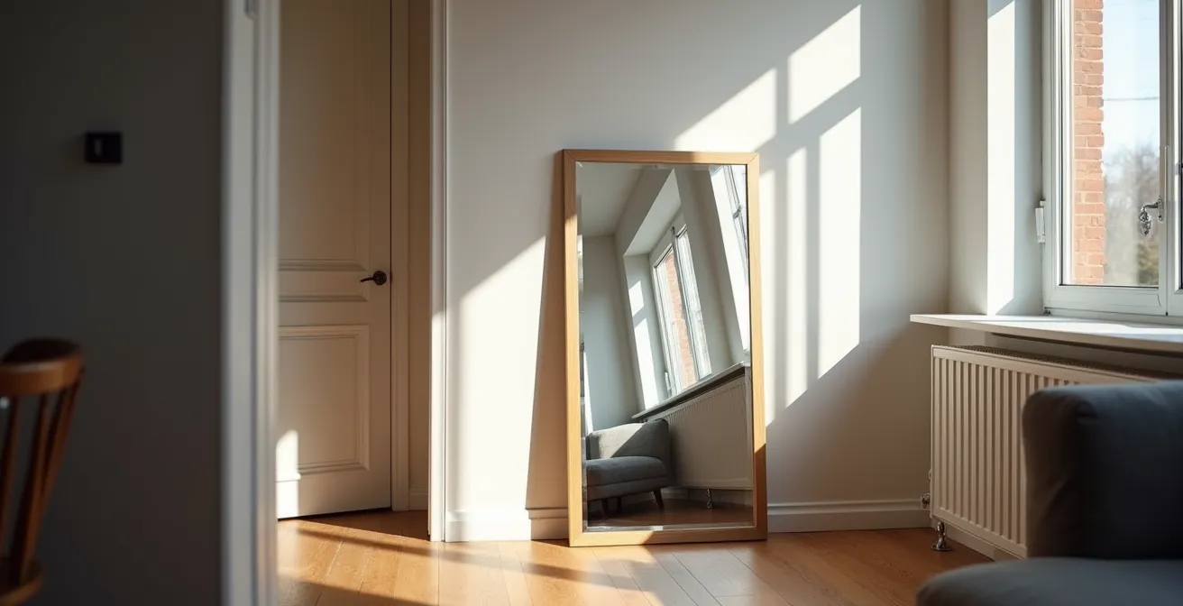 Cleverer Einsatz von Spiegeln in einer deutschen Mietwohnung zur optischen Raumvergrößerung