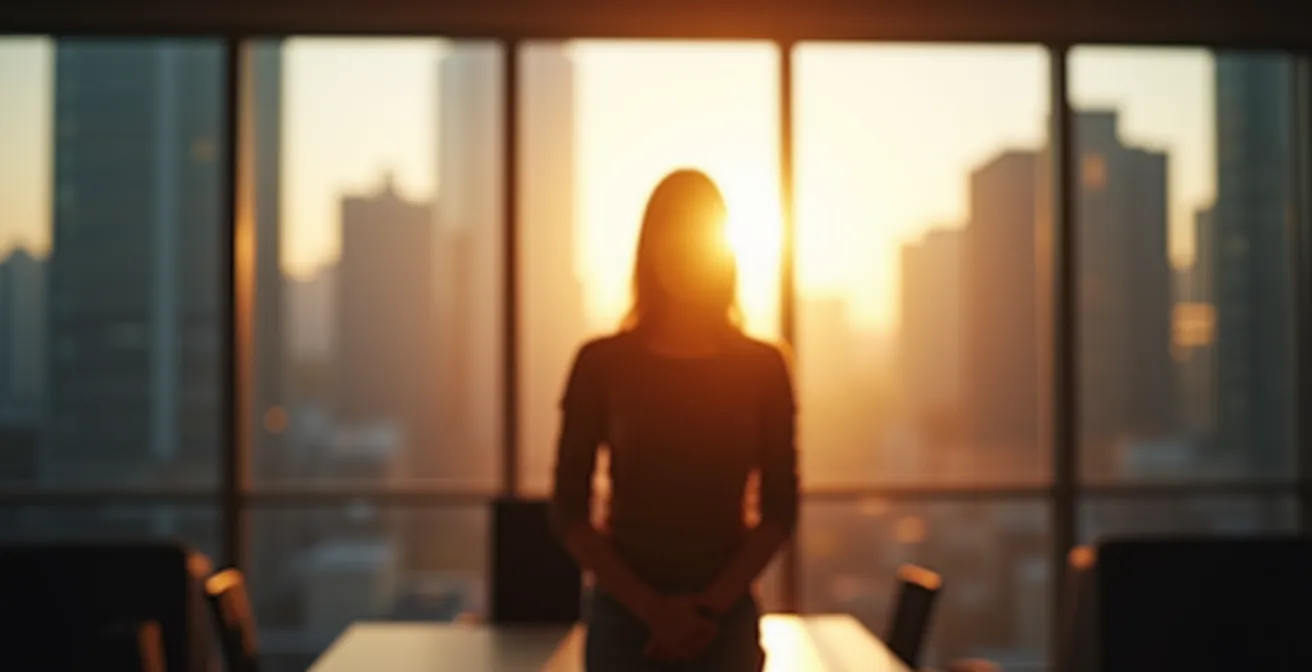Arbeitsperson blickt aus dem Fenster während einer kurzen Pause zur mentalen Erholung