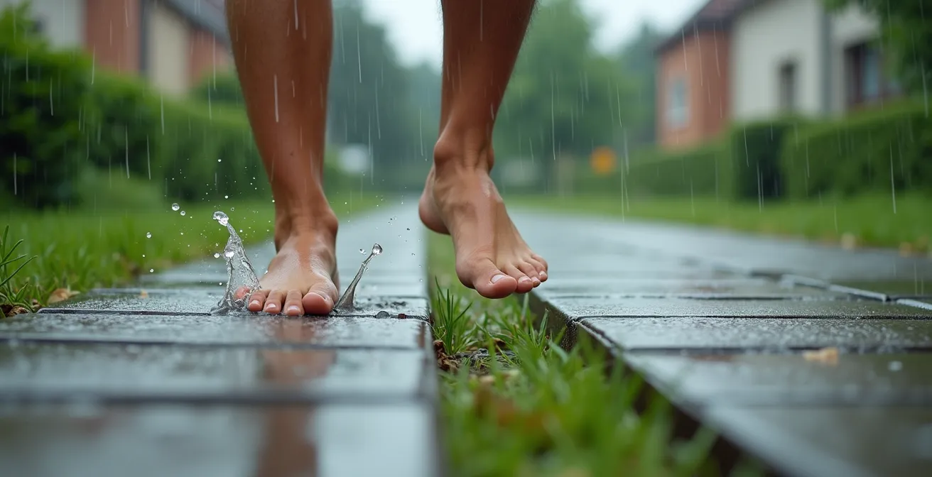 Wasserdurchlässiges Pflastersystem mit sichtbarer Versickerung